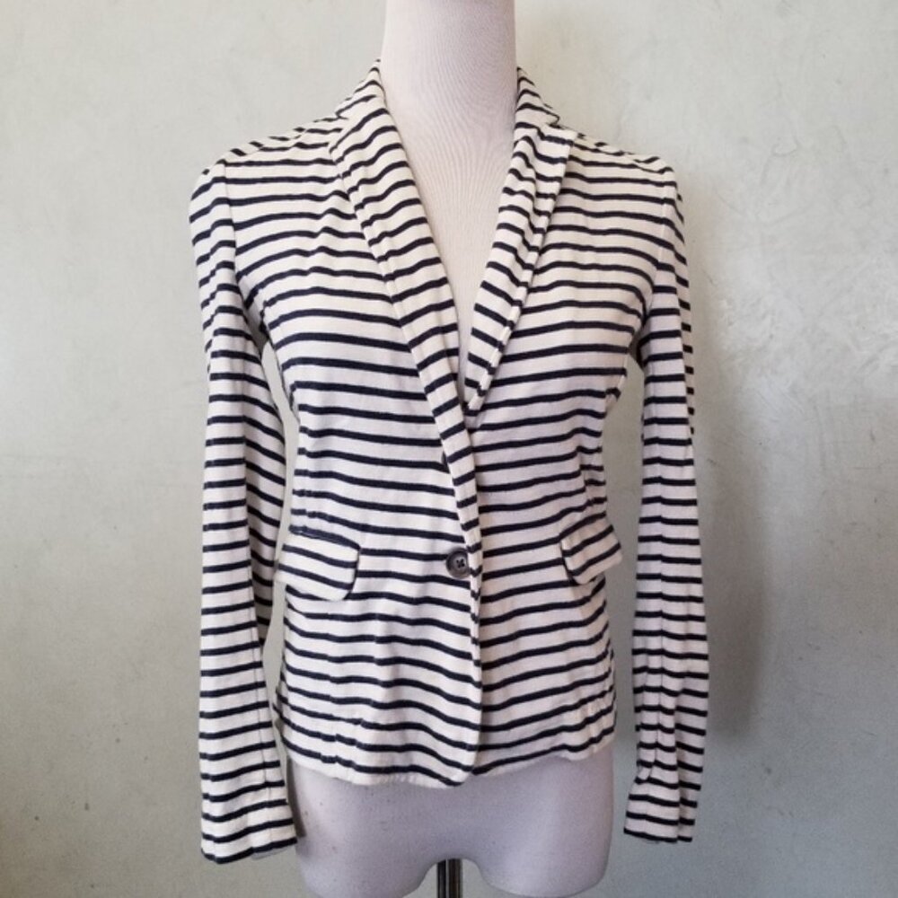 J. Crew Women's Maritime Blazer Cotton Striped Long Sleeve Sweater XS (J9) - Picture 6 of 7